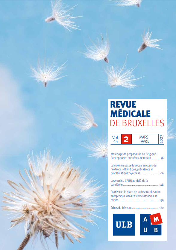 Couverture Revue Médicale de Bruxelles mars avril 2023